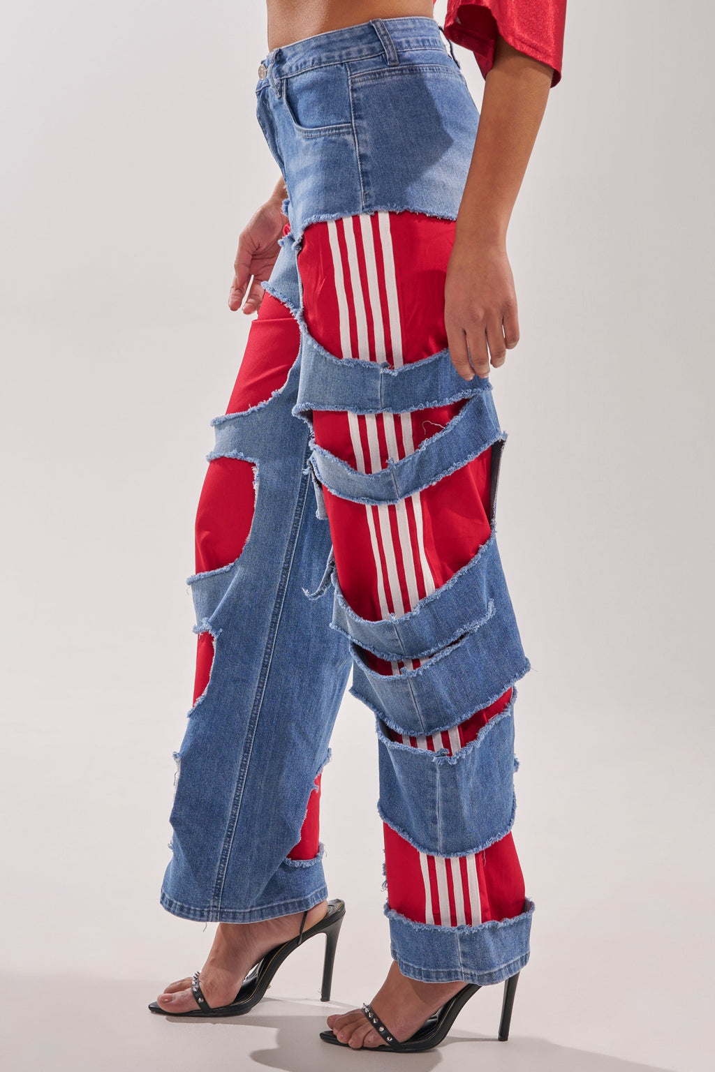 LEXIE LOW RISE DENIM TRACK PANT