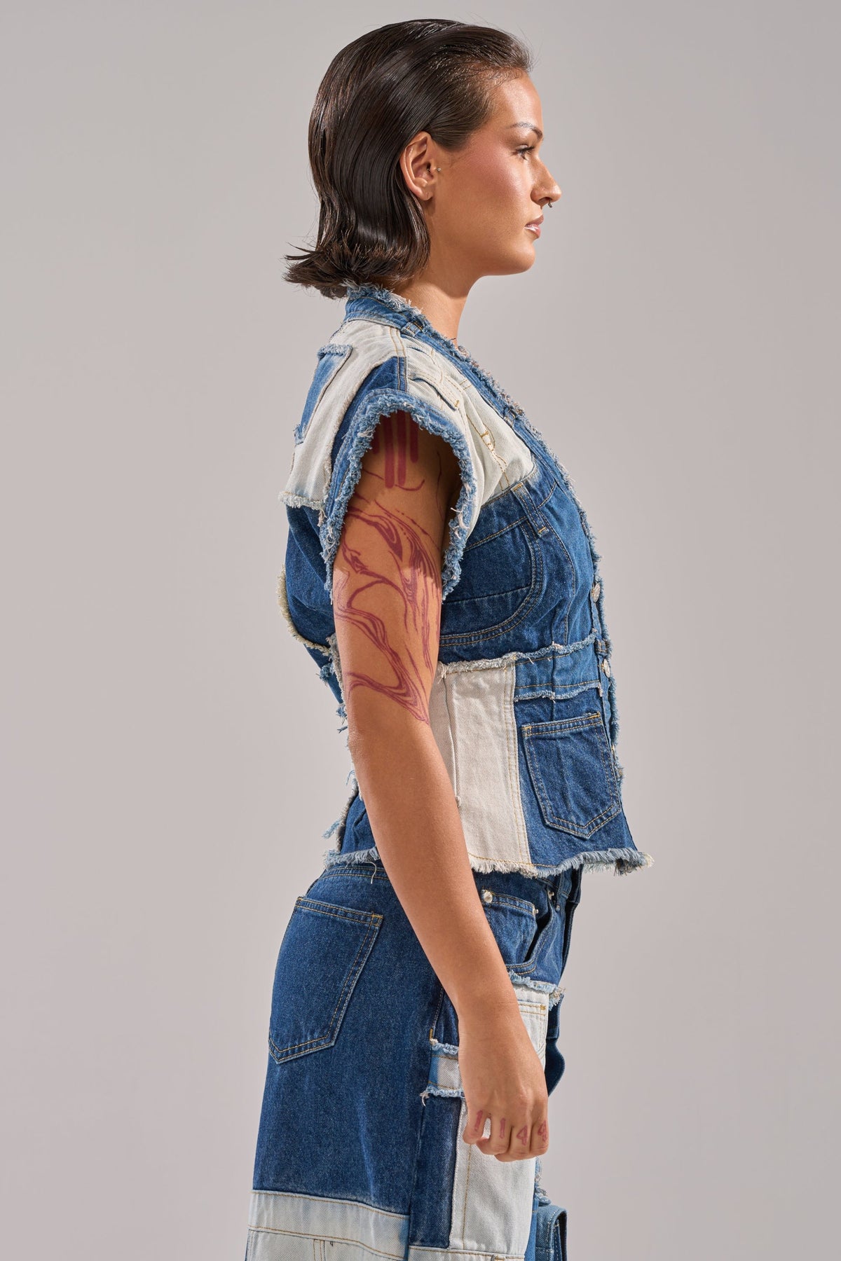 TOO MUCH GOING ON DENIM BUTTON DOWN