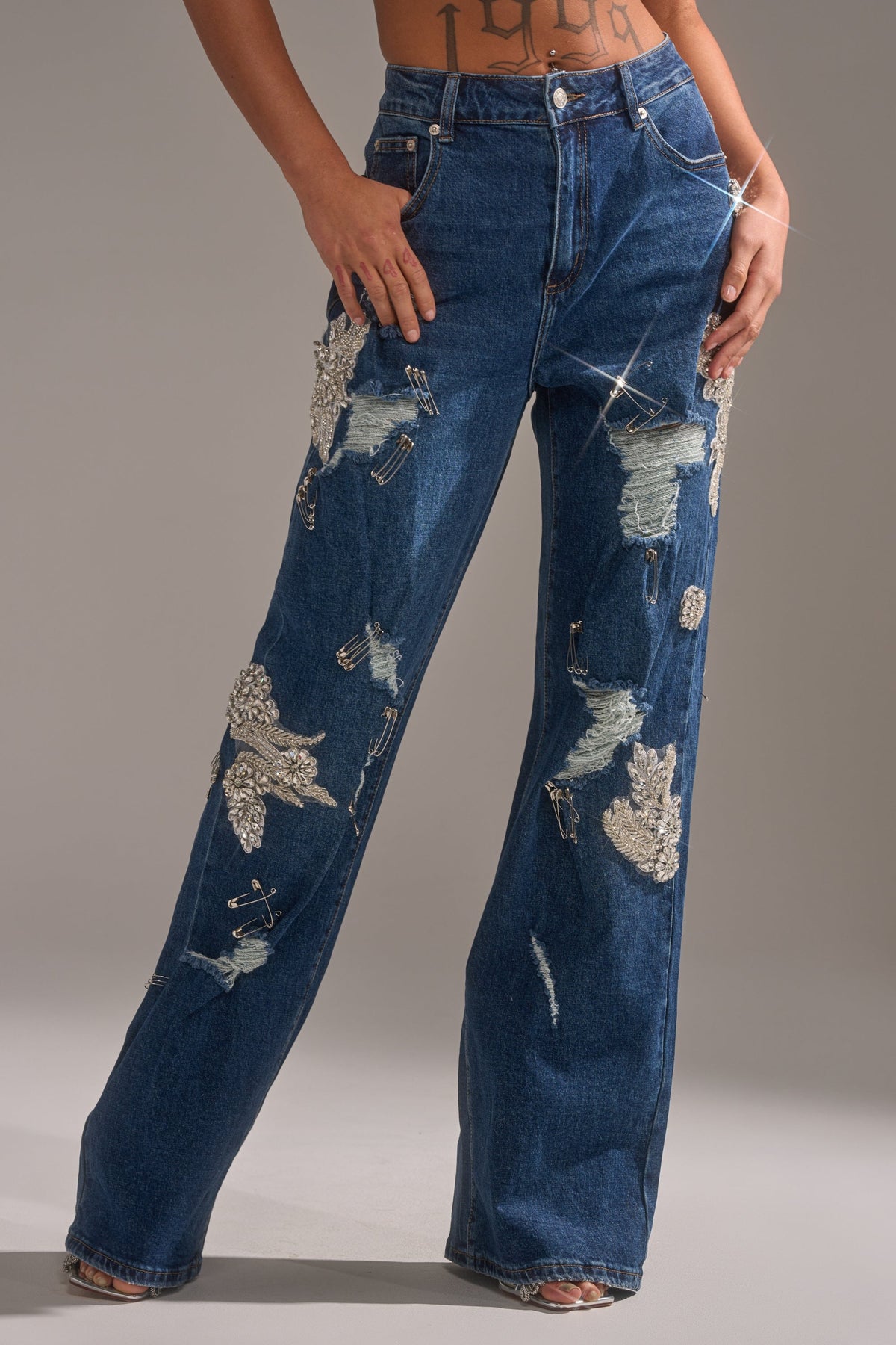 LETS GO BABY DISTRESSED DENIM