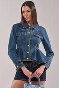 POP OUT PEPLUM DENIM JACKET