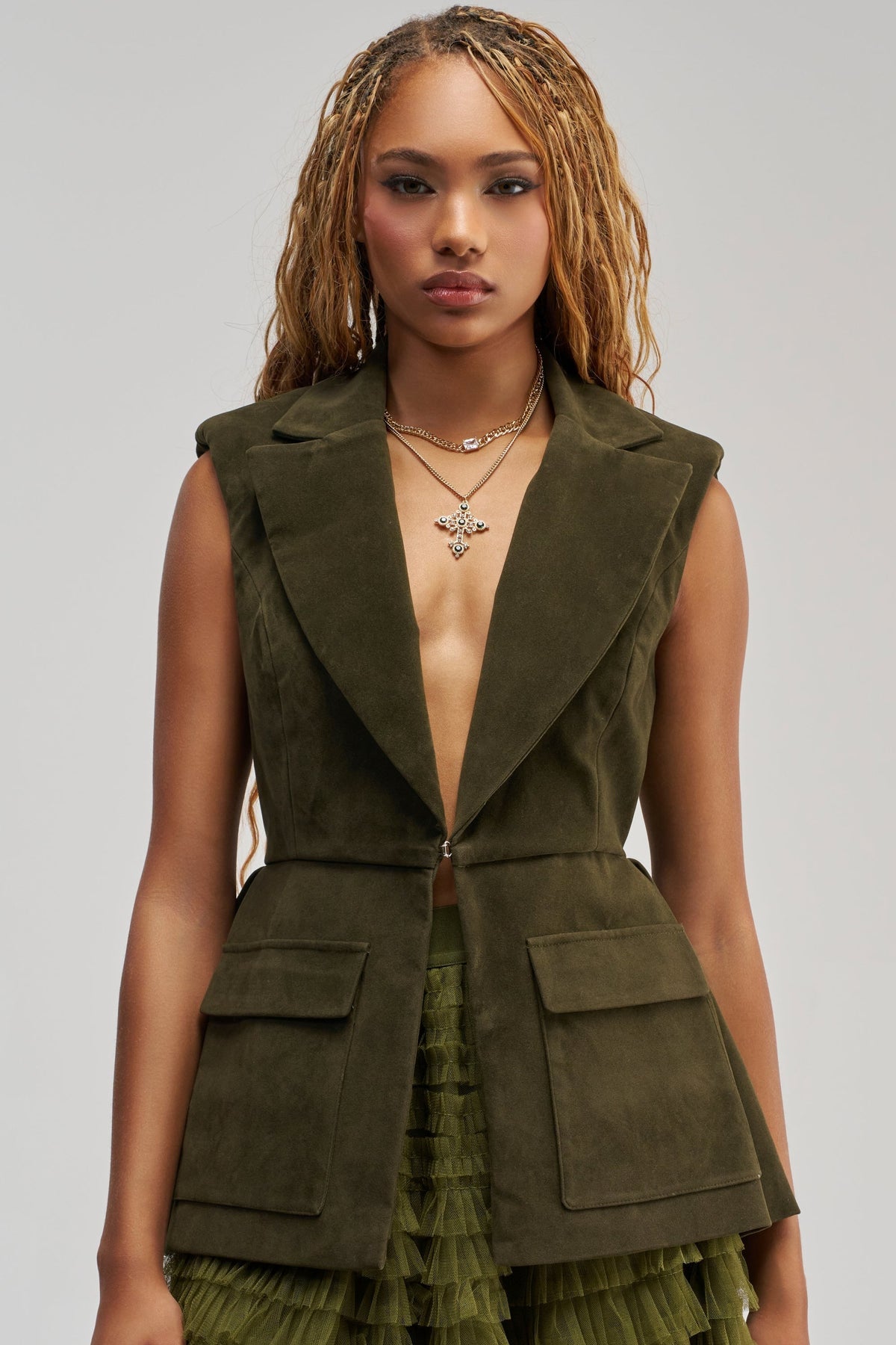 NAOMI BLAZER VEST IN SUEDE