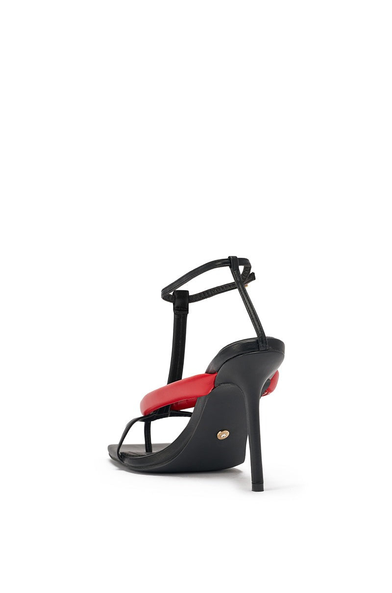 AZALEA WANG KALIA RED MULTI PUFFY STRAP STILLETTO SANDAL