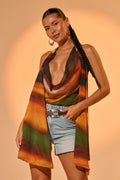 SELENA DEEP COWL HALTER TOP