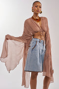 FLY AWAY CHIFFON BLOUSE IN TAUPE