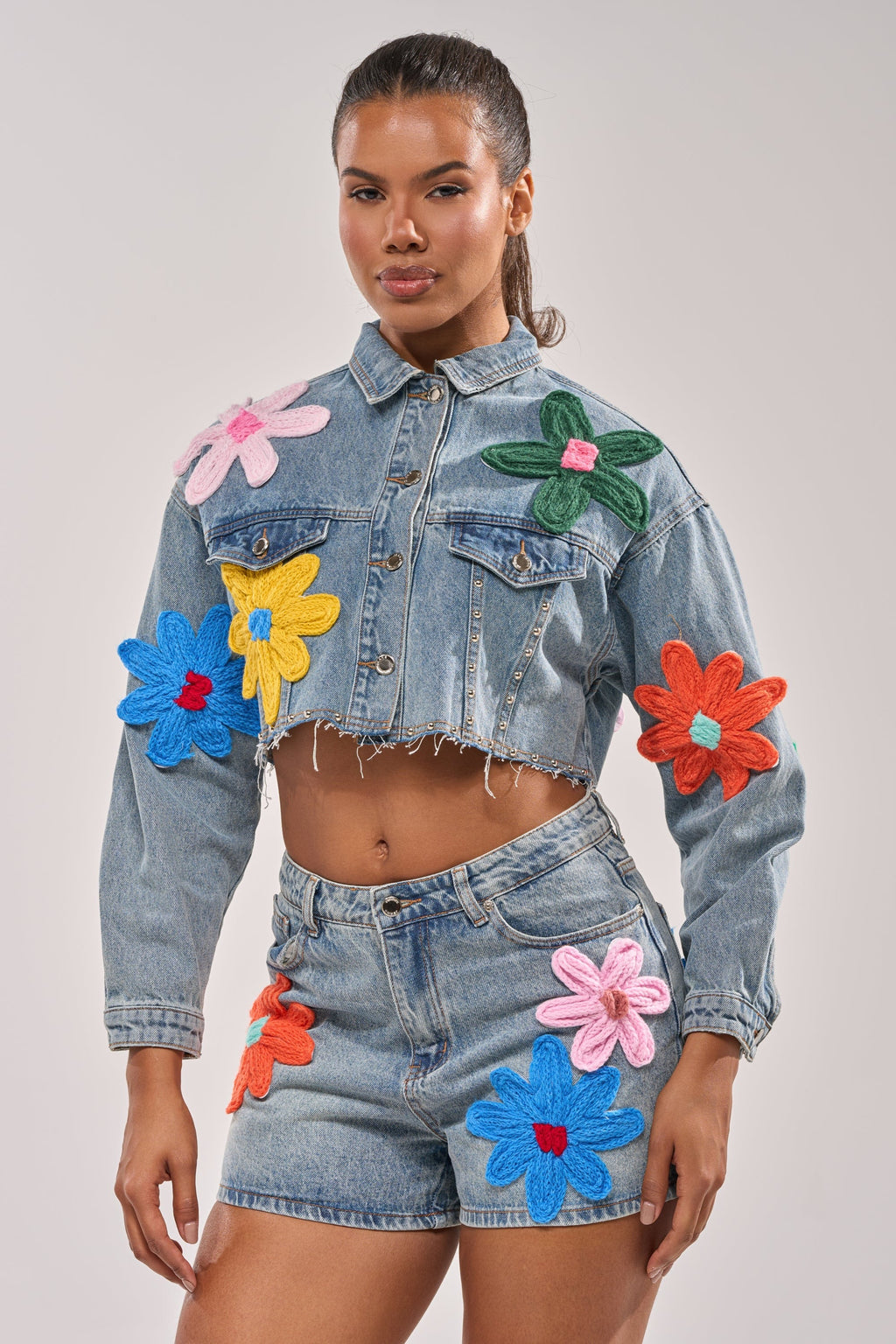 FLOWER PATCH DENIM JACKET