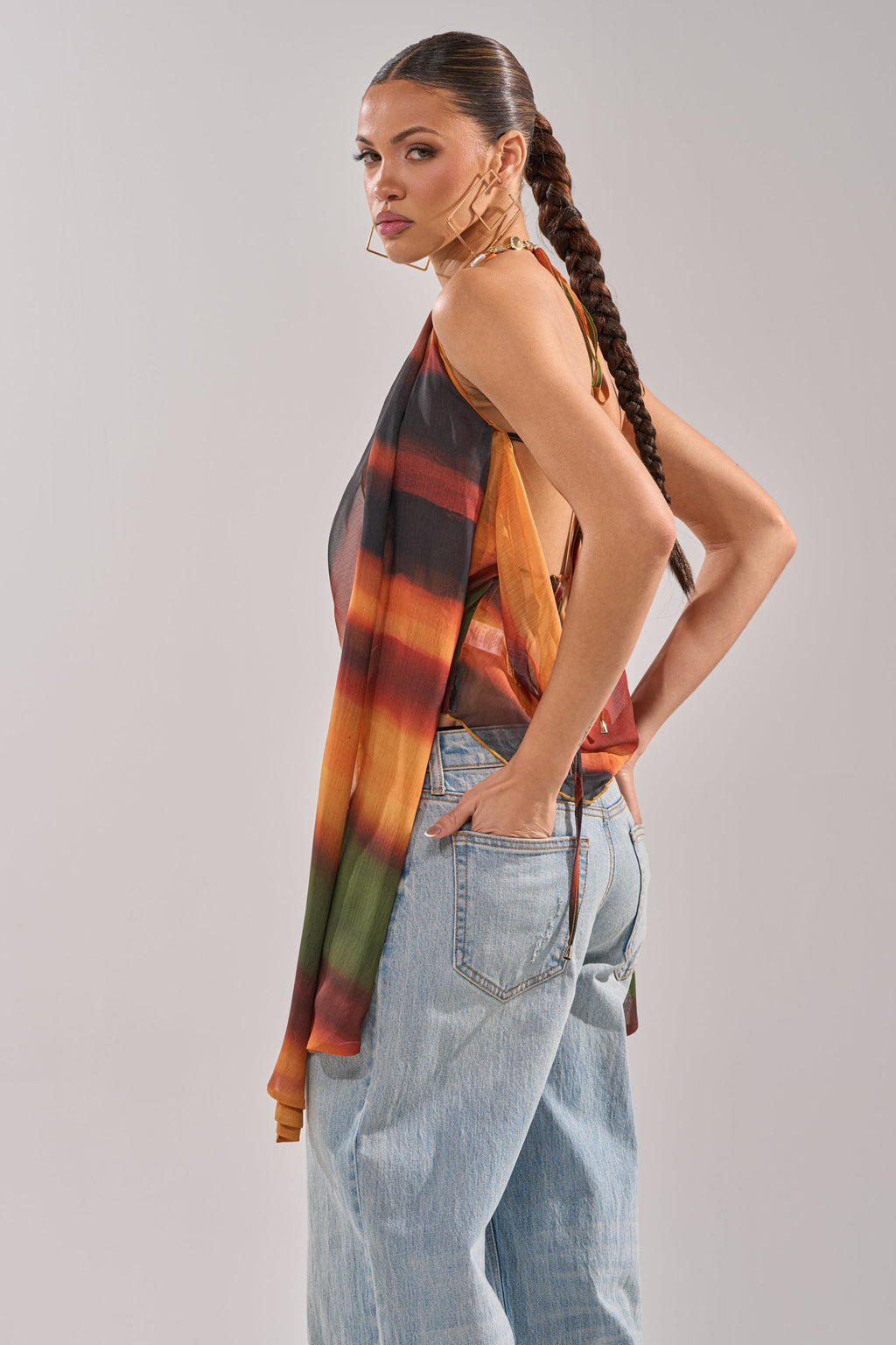 SELENA DEEP COWL HALTER TOP