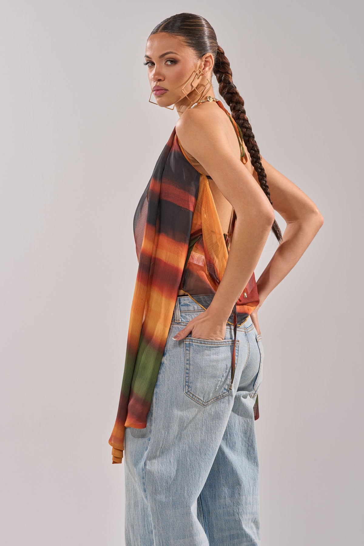 SELENA DEEP COWL HALTER TOP