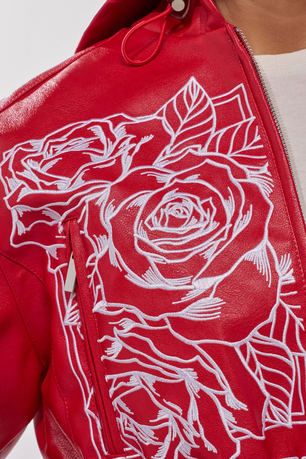 PAINT THE TOWN RED EMBROIDERED BOMBER