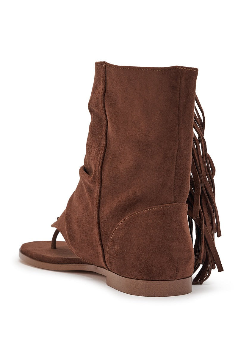 AZALEA WANG FIDDA CHOCOLATE GLADIATOR FLAT SANDAL