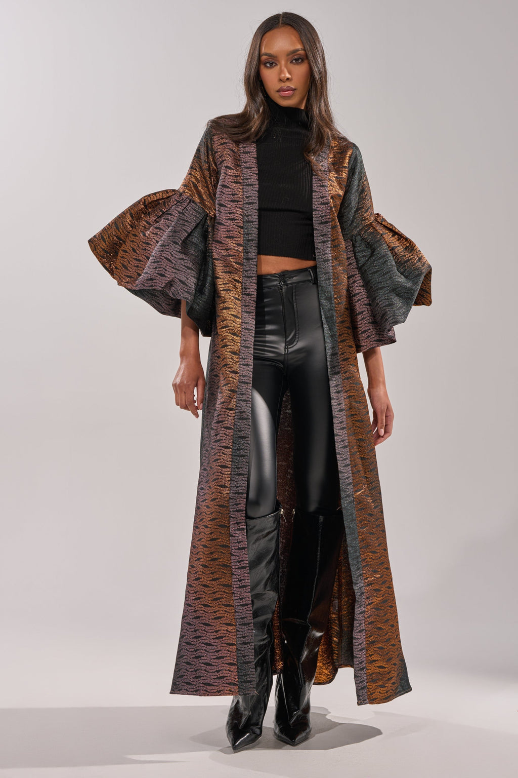FLORENCE BROCADE PUFF SLEEVE DUSTER