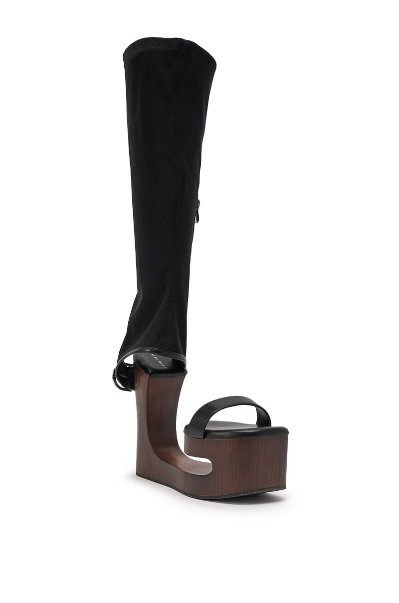AZALEA WANG SWINDLE BLACK NOVELTY WEDGE SANDAL