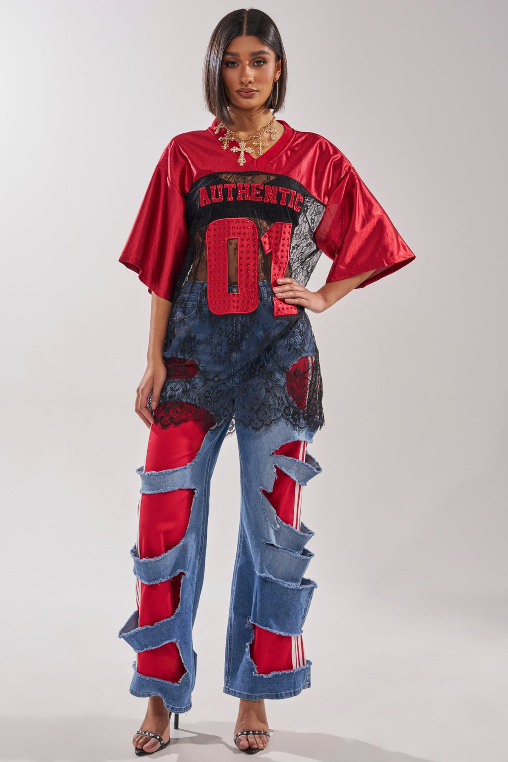 LEXIE LOW RISE DENIM TRACK PANT