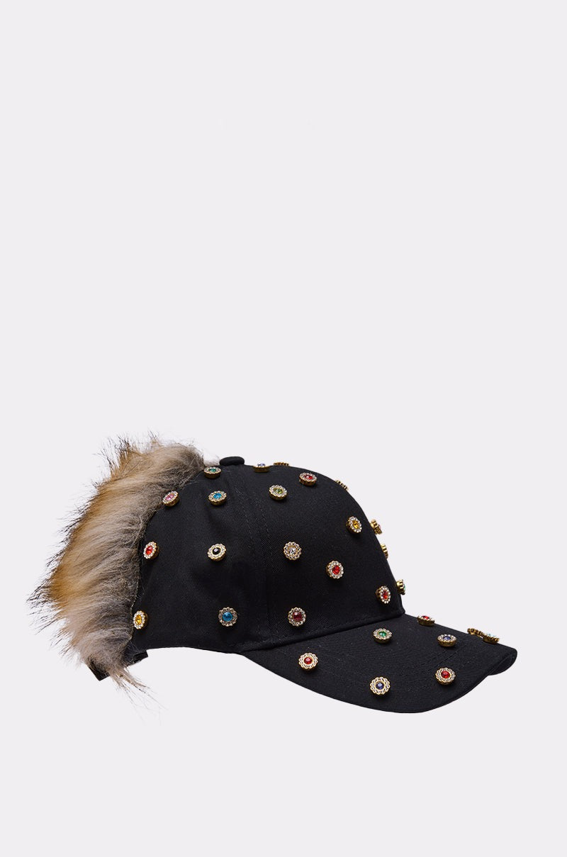 TJ FAUX FUR EMBELLISHED HAT