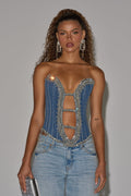 LUX LIFE CORSET IN LIGHT BLUE DENIM
