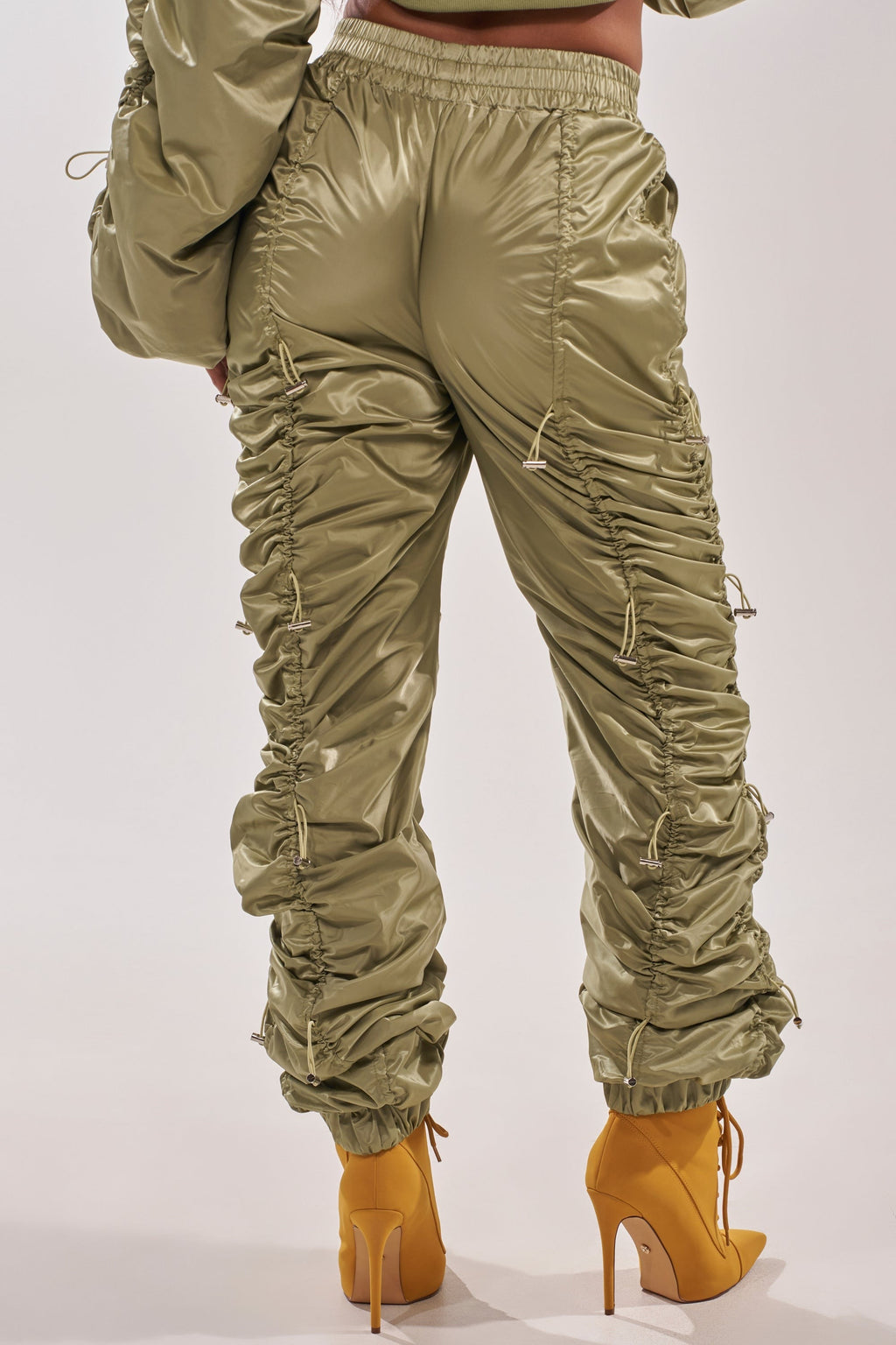 NO TIME FOR GAMES RUCHED JOGGER IN OLIVE