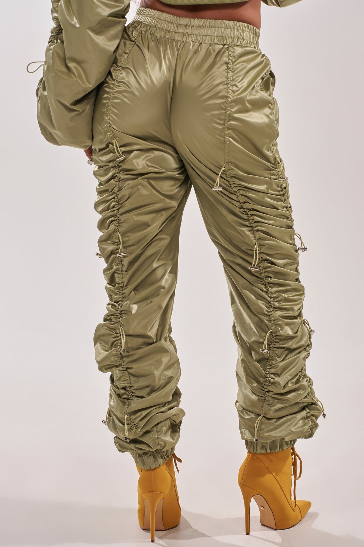NO TIME FOR GAMES RUCHED JOGGER IN OLIVE