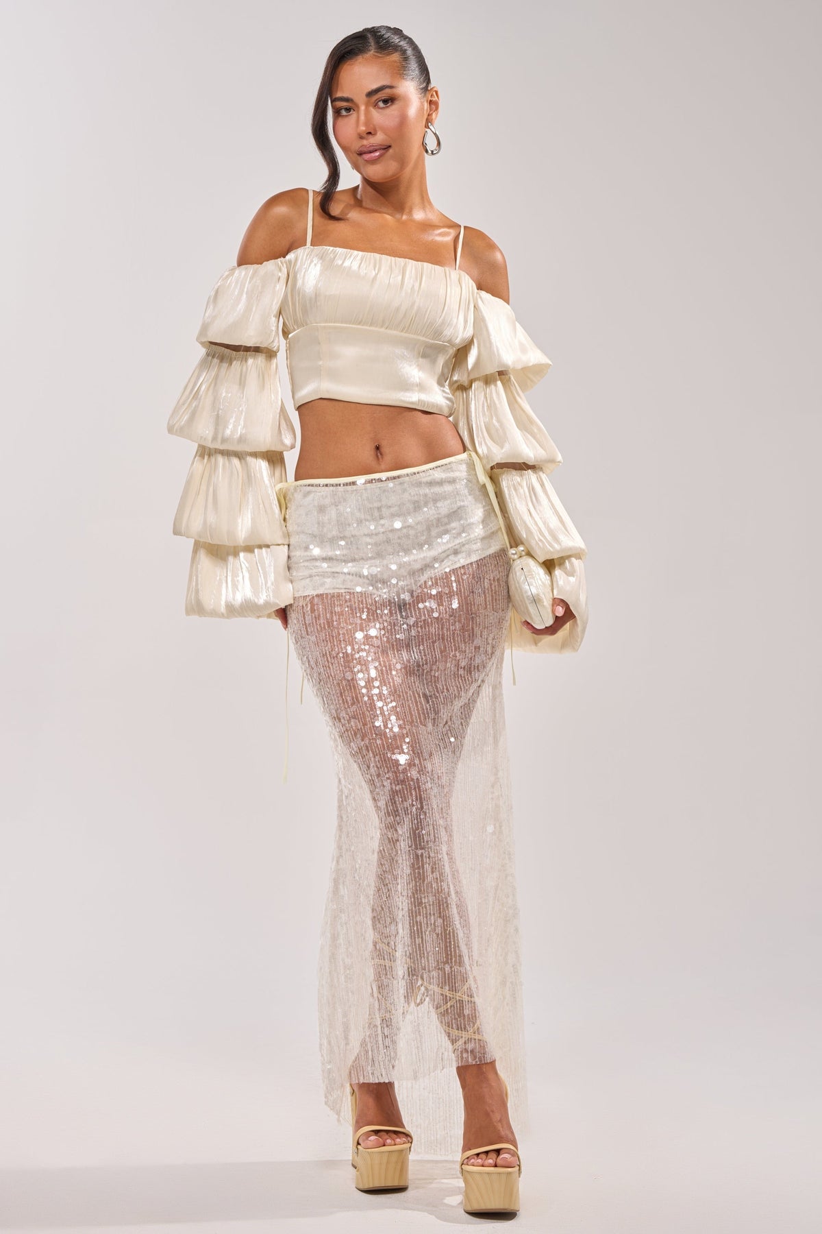DRIPPING IN RHINESTONES MAXI SKIRT