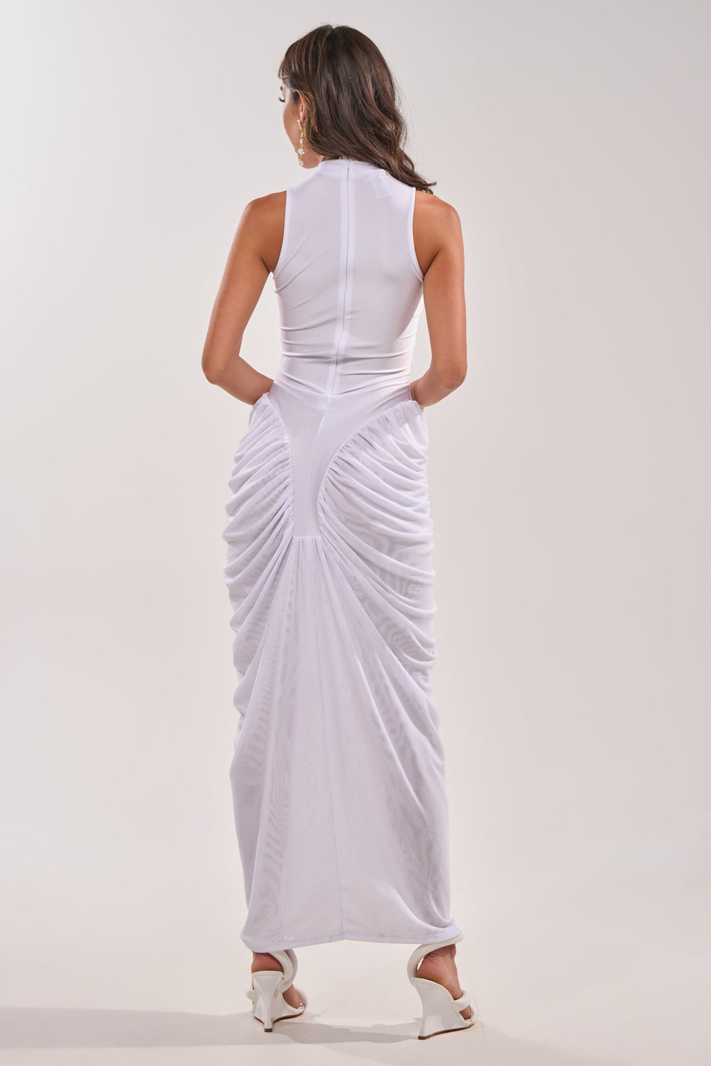 SECOND DATE BODYCON SHINE MAXI DRESS IN WHITE