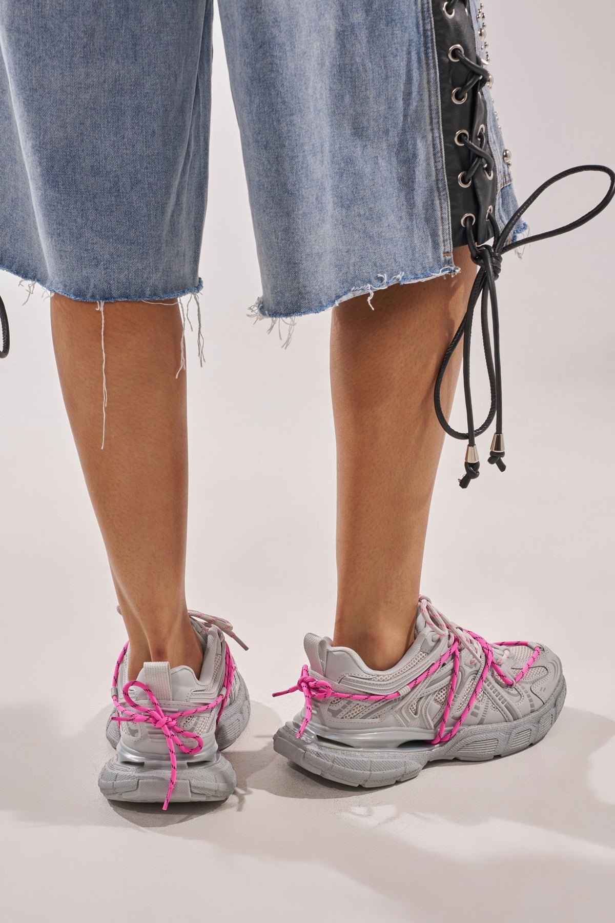 AZALEA WANG SATINE GREY LACE UP SNEAKER