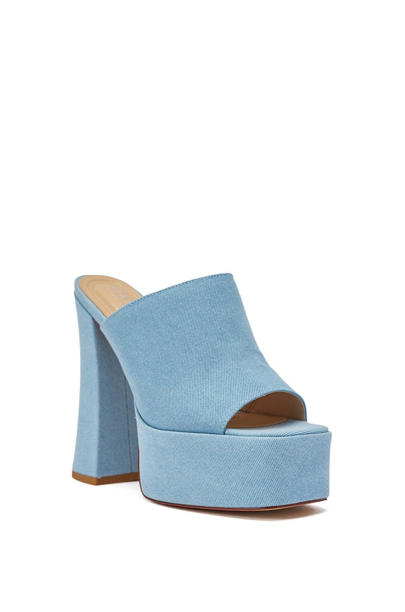 AKIRA GOLD FIKILE DENIM CHUNKY SANDAL