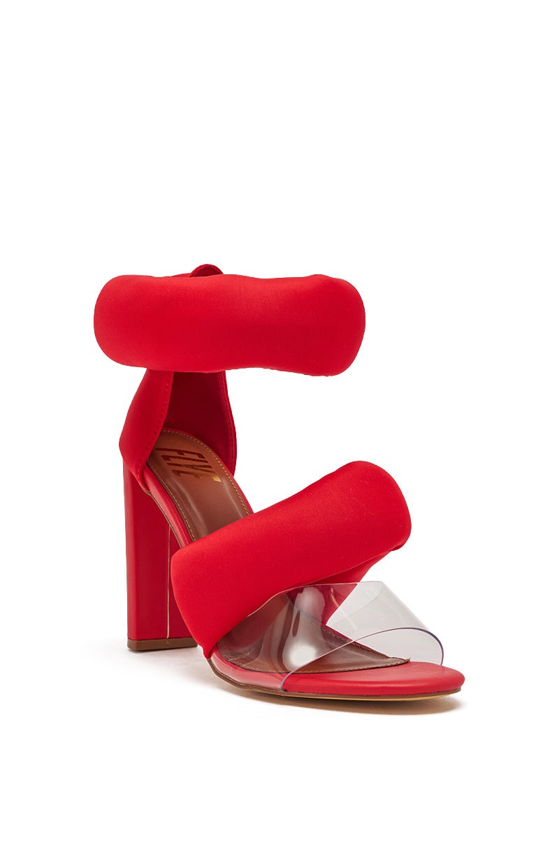 YANIX RED PUFF SLIP ON SANDAL