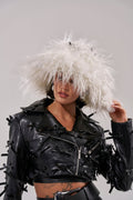 WITH A BOW FAUX FUR BUCKET HAT