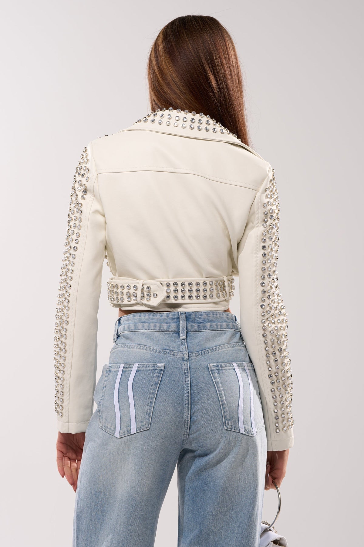 DEMI EMBELLISHED MOTO IN WHITE