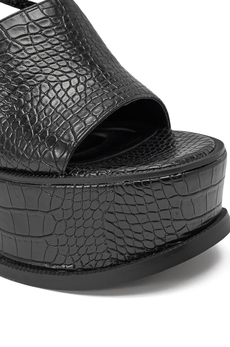 AZALEA WANG ANTHELMINE BLACK CROC PLATFORM SANDAL