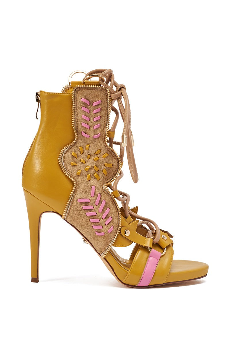 AZALEA WANG SHAINIA MUSTARD MULTI STILETTO SANDAL