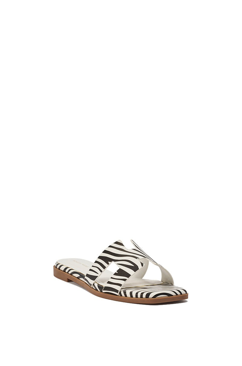 AKIRA HOWDY ZEBRA SLIP ON FLAT SANDAL