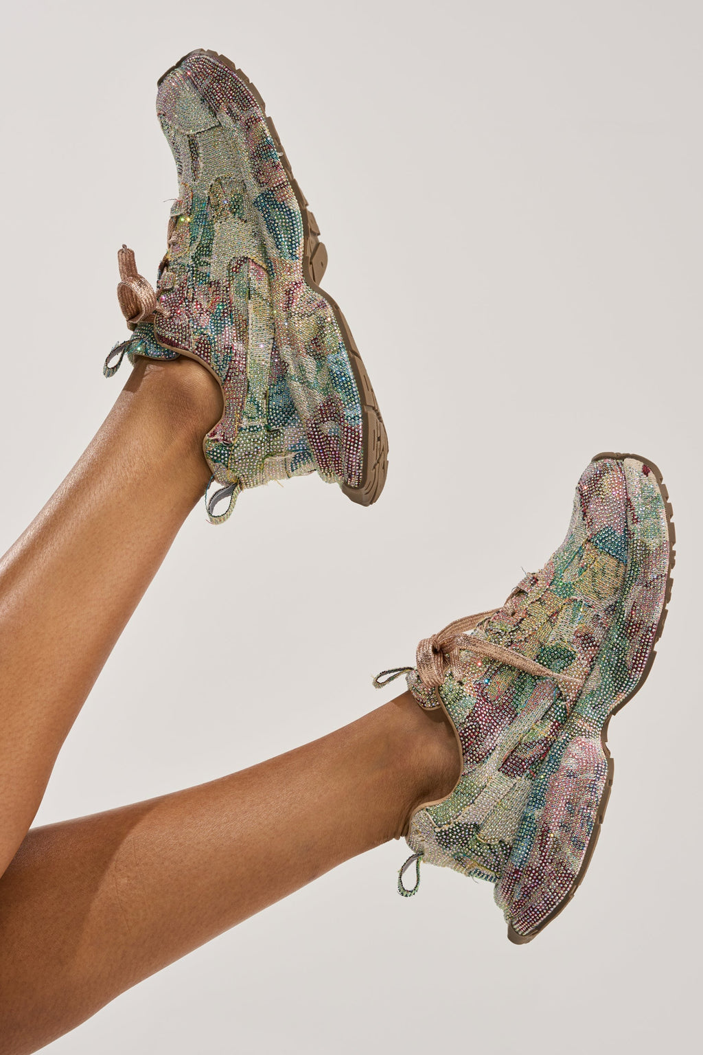 AKIRA GOLD MORA MULTI FLORAL RHINESTONE SNEAKER