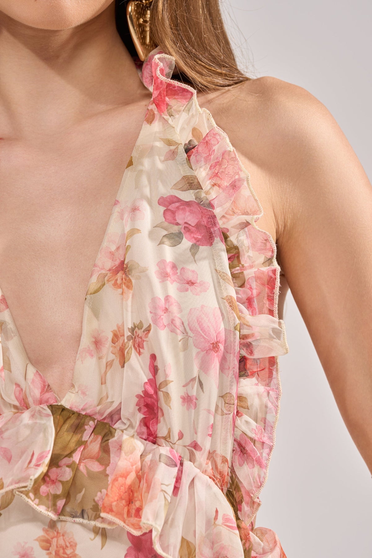 SUMMER STROLL FLORAL CHIFFON MAXI DRESS