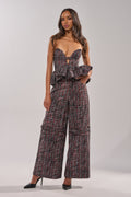 WORK IT FAUX LEATHER PLAID TROUSER