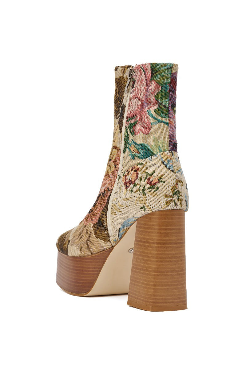 AZALEA WANG ZILPAH FLORAL BROCADE BOOTIE