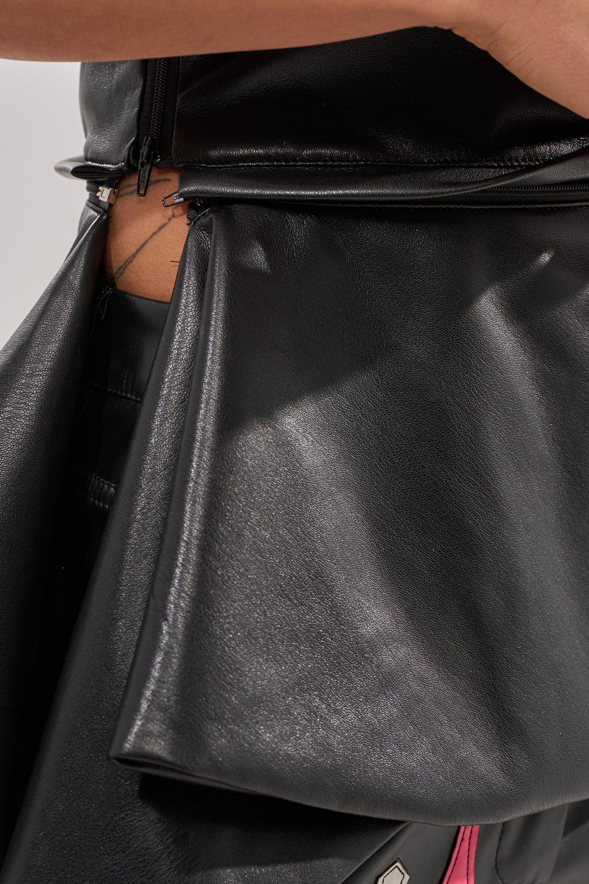 ALEXA FAUX LEATHER BLOUSE