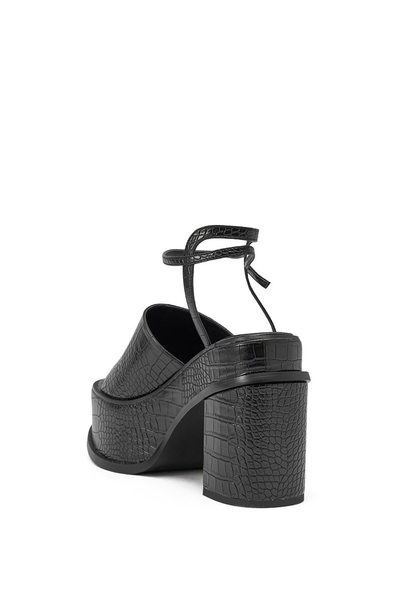 AZALEA WANG ANTHELMINE BLACK CROC PLATFORM SANDAL
