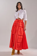 AMELIA CARGO POCKET MAXI SKIRT IN RED