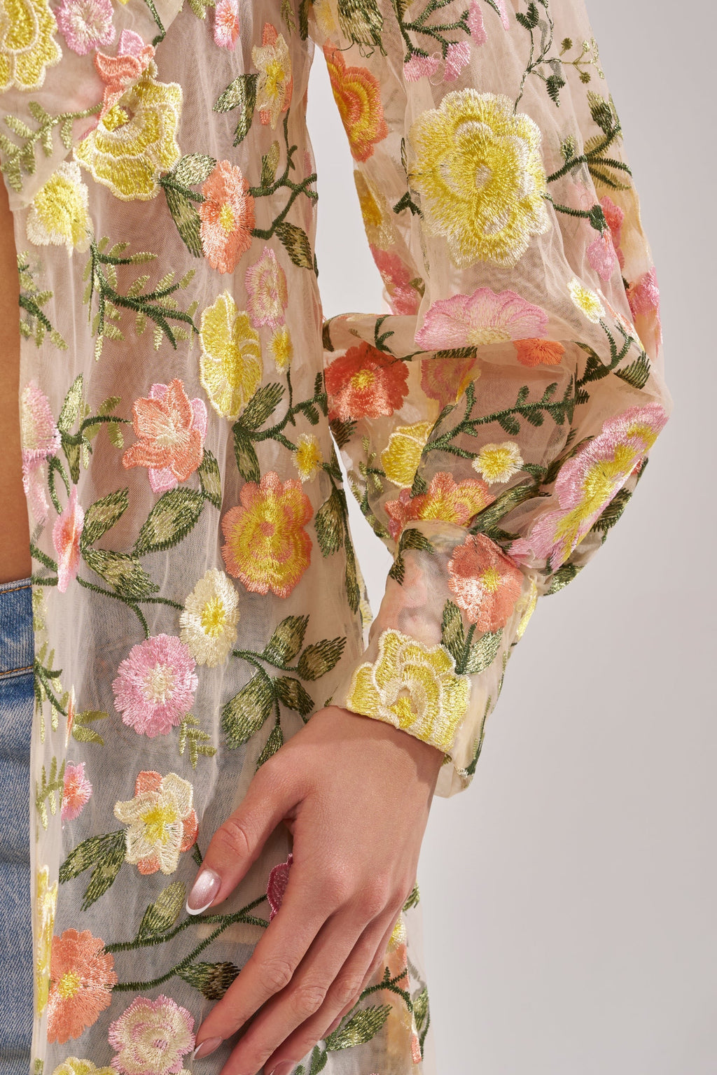 BOUQUET DREAMS FLORAL TULLE DUSTER