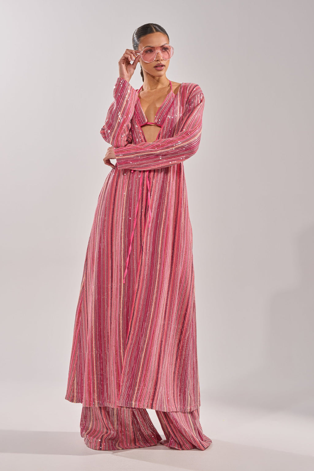 TAYLOR SEQUIN FRONT TIE DUSTER