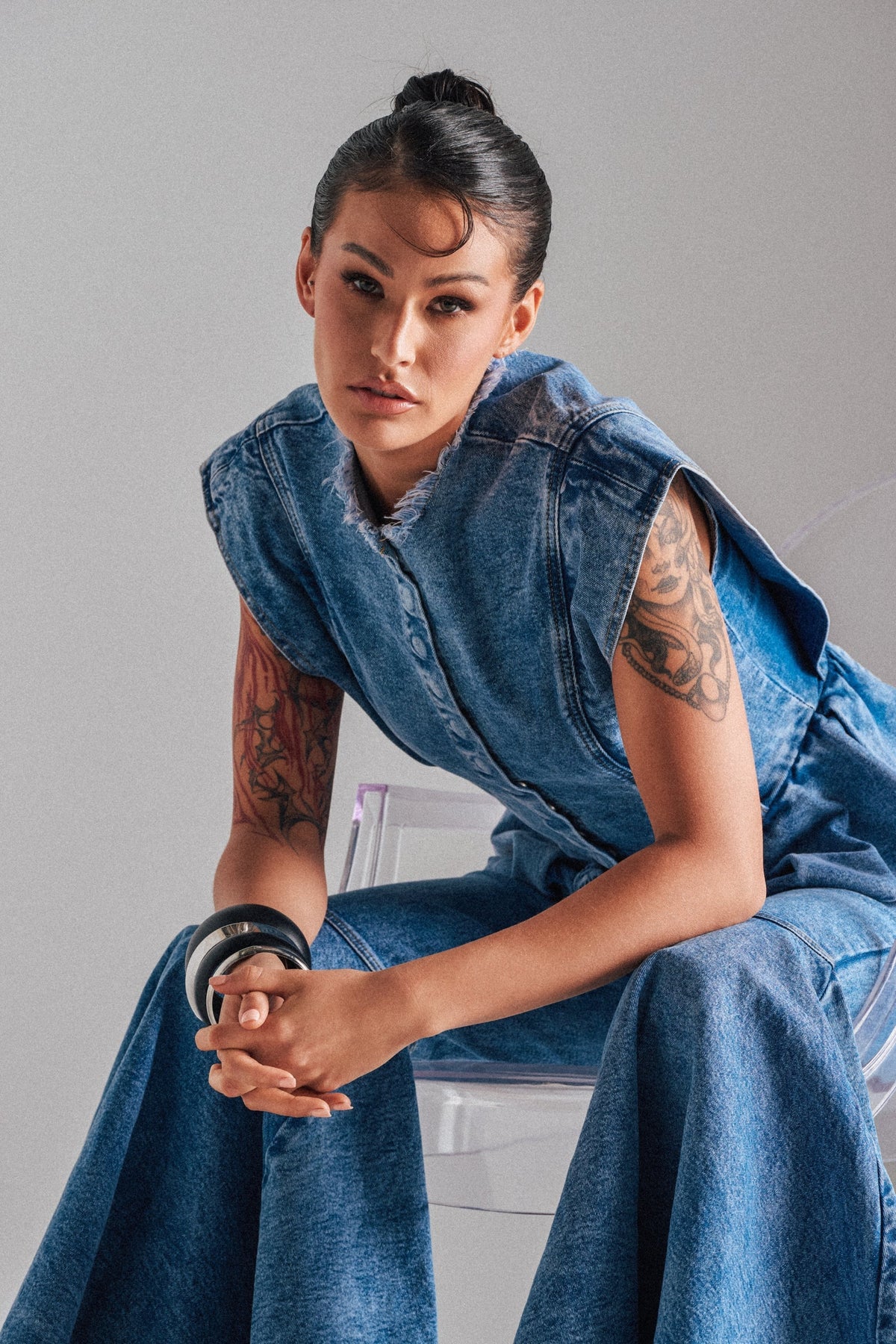 DONT PLAY WITH MY HEART DENIM BLOUSE