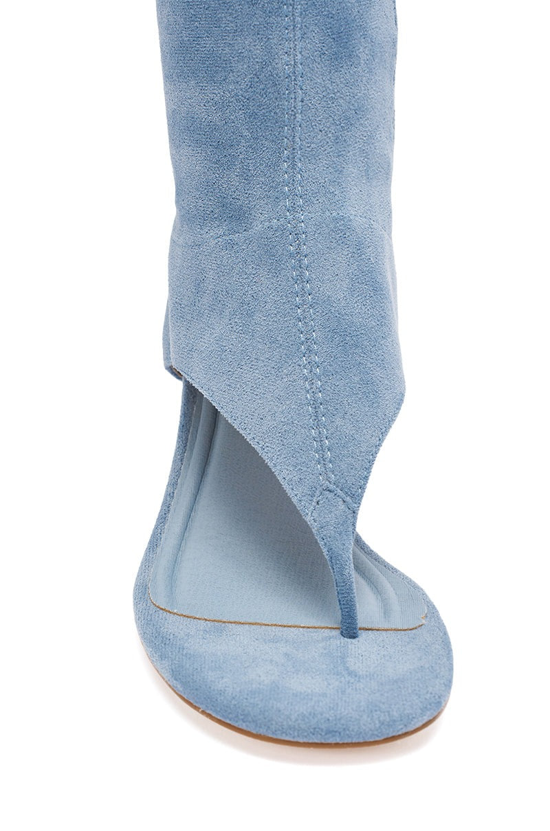 AZALEA WANG CECILE LIGHT BLUE FAUX SUEDE SANDAL