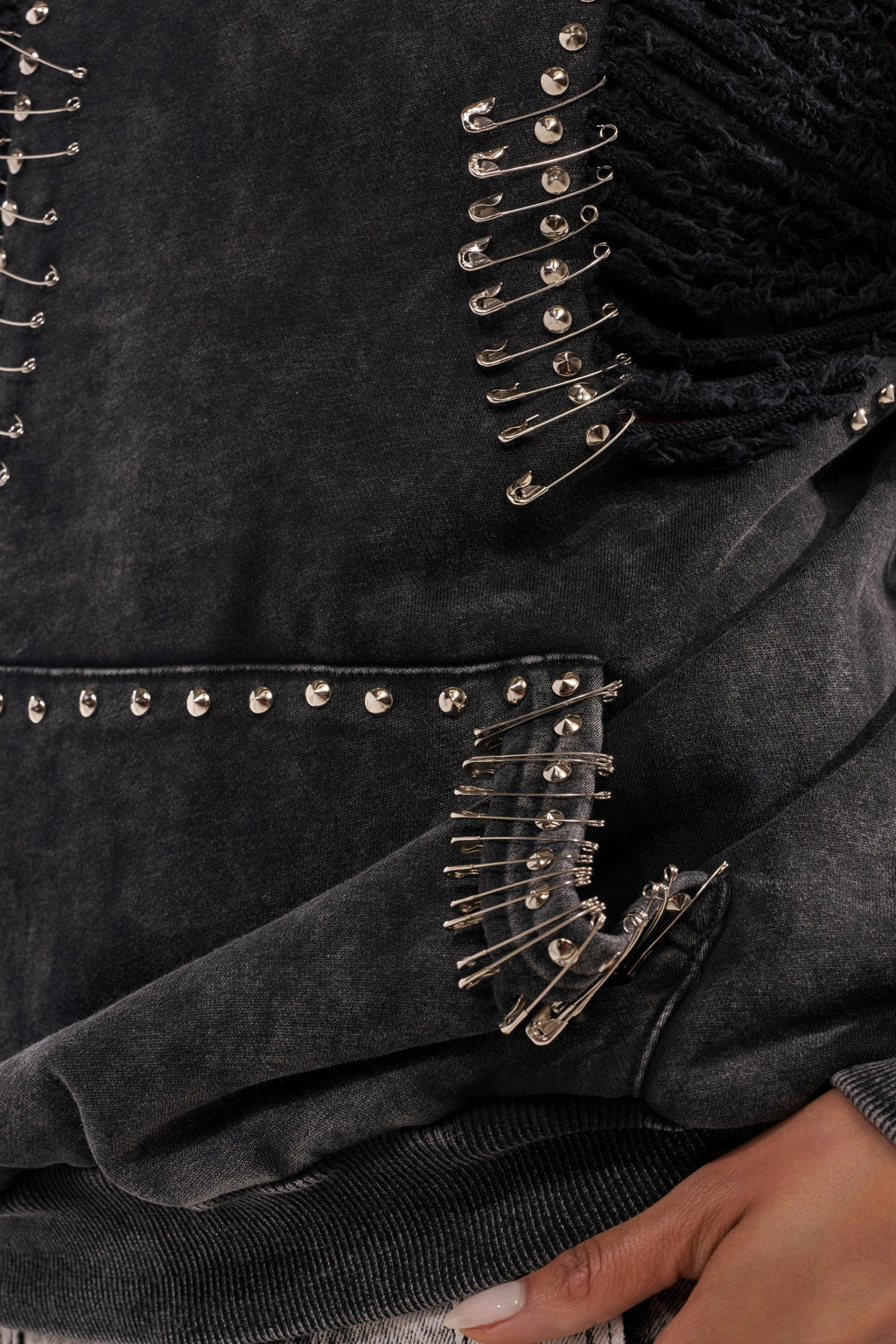 ALL TORN UP DISTRESSED OFF THE SHOULDER SWEATSHIRT