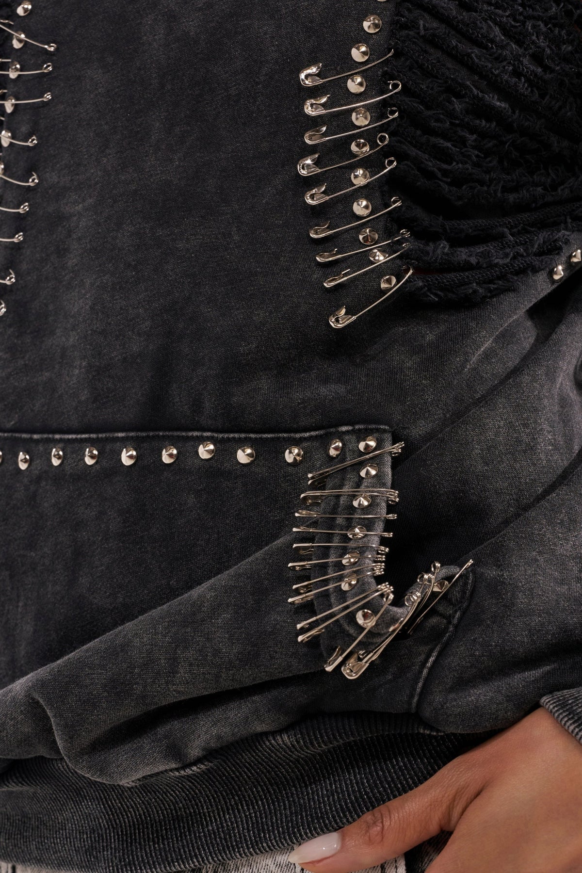 ALL TORN UP DISTRESSED OFF THE SHOULDER SWEATSHIRT