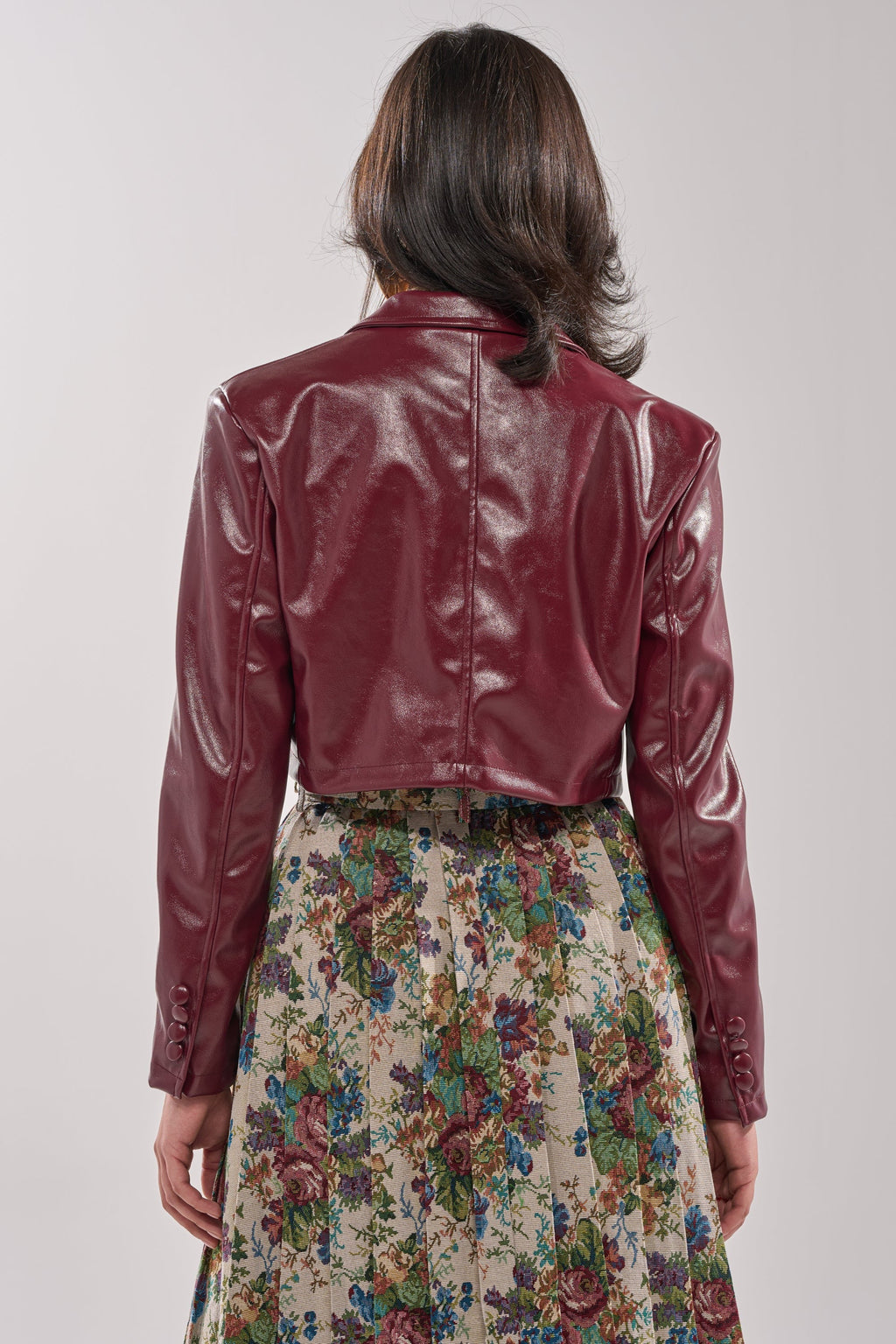 PENNY CROPPED FAUX LEATHER BLAZER