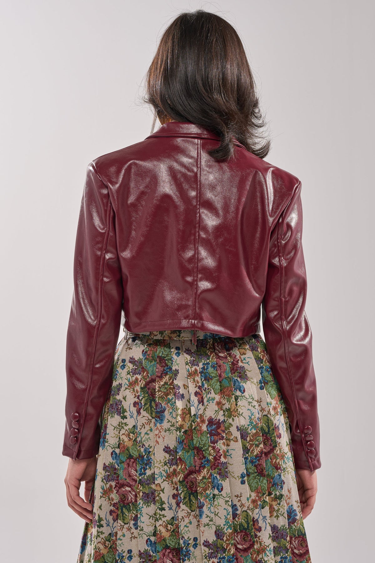 PENNY CROPPED FAUX LEATHER BLAZER