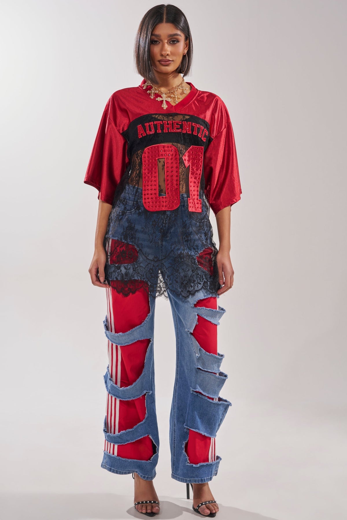 LEXIE LOW RISE DENIM TRACK PANT