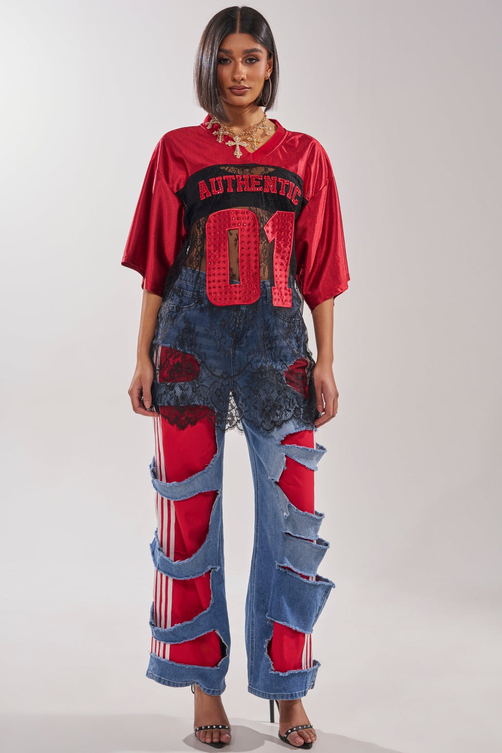 LEXIE LOW RISE DENIM TRACK PANT
