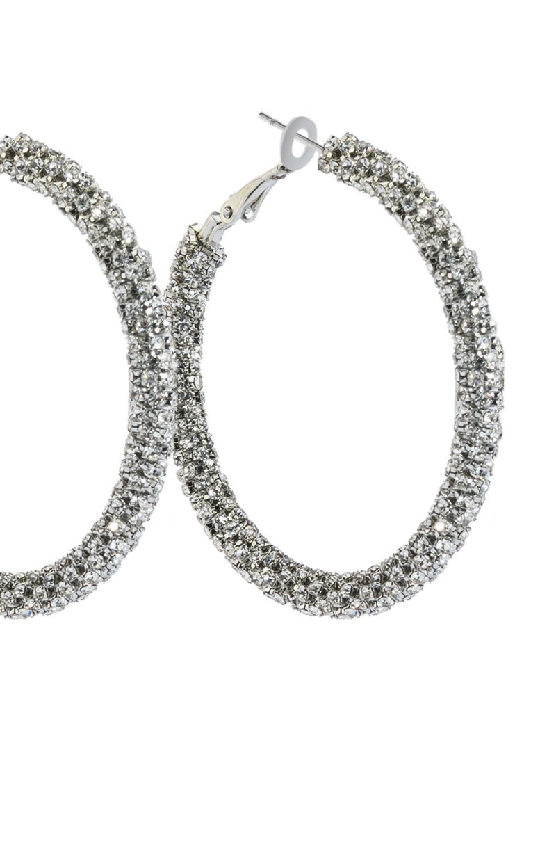 50MM BLING HOOP IN SILVER