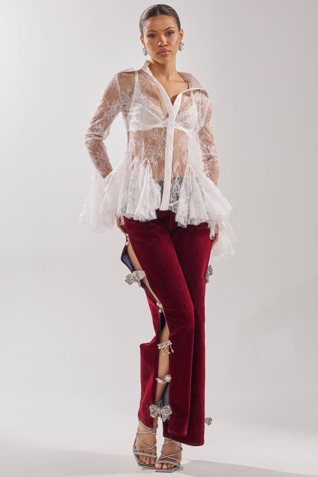 COVERED IN DIAMONDS RELAXED VELVET DENIM