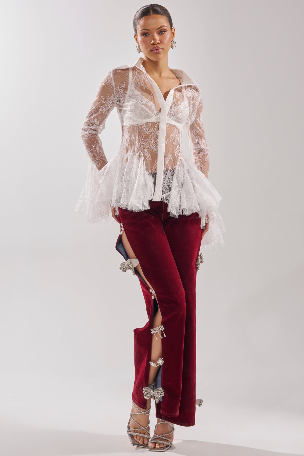 COVERED IN DIAMONDS RELAXED VELVET DENIM